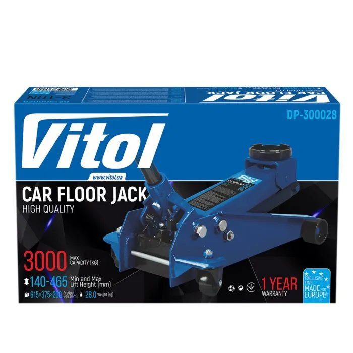 Домкрат Vitol DP-300028, підкатний, гідравлічний, 3т, min 140мм, max 465мм (DP-300028) зображення 8