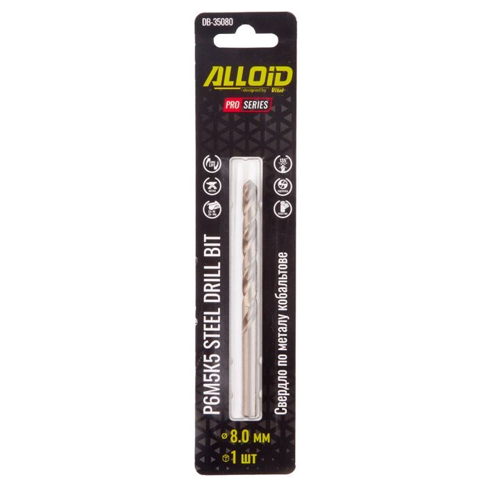 Сверло Alloid Pro, по металлу, кобальтовое, 9.0мм, Р6М5К5 (DB-35090) изображение 2