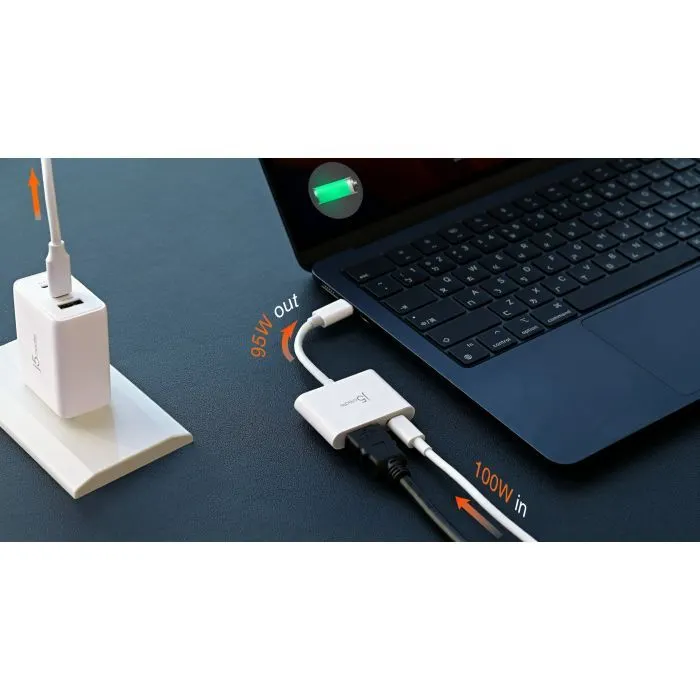Переходник USB-C M to HDMI F + USB-C F PD100W white J5create (JCA152-N) изображение 8