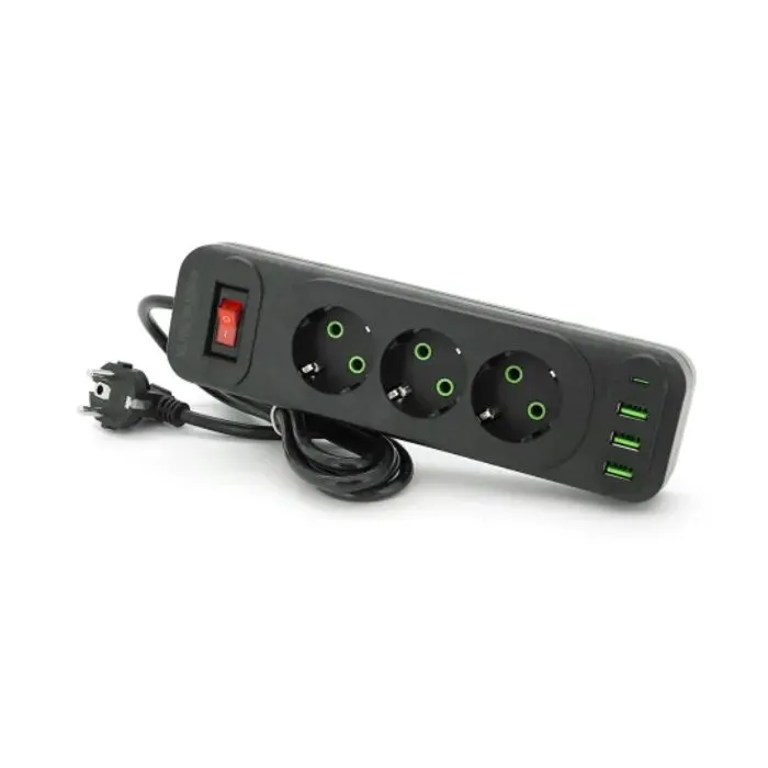 Сетевой фильтр питания Meilepai F23U, 3 роз EU, 3USB Black (F23U-Black)