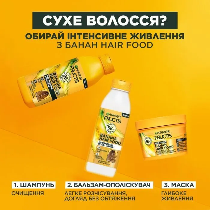 Кондиционер для волос Garnier Fructis HairFood Банан 350 мл (3600542290371) изображение 7