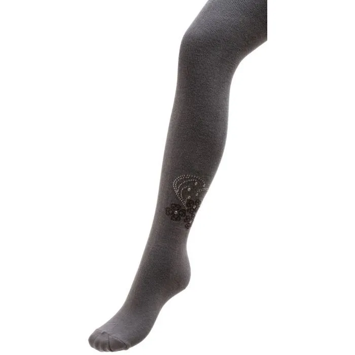 Колготки детские BNM с цветами из страз (M0C0302-1183-11G-gray)
