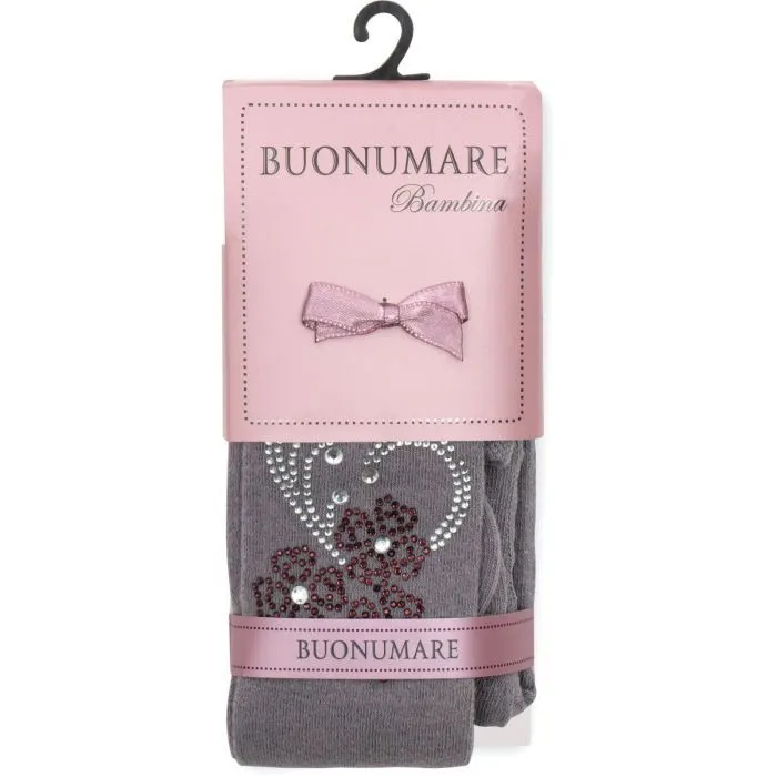 Колготки детские BNM с цветами из страз (M0C0302-1183-11G-gray) изображение 2
