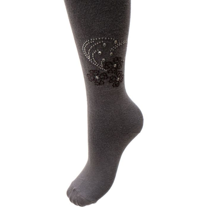 Колготки детские BNM с цветами из страз (M0C0302-1183-11G-black) изображение 3