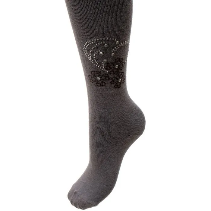 Колготки детские BNM с цветами из страз (M0C0302-1183-11G-gray) изображение 3