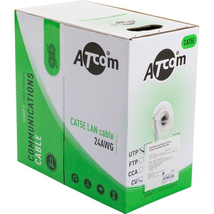 Кабель мережевий Atcom UTP 305м cat.5e, CU, 0,5мм (3800) зображення 2