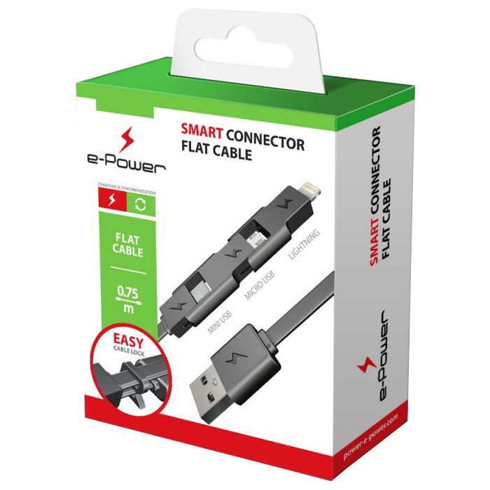 Дата кабель смарт 3в1 (Lightning+microUSB+MiniUSB) E-power (EP121DC)