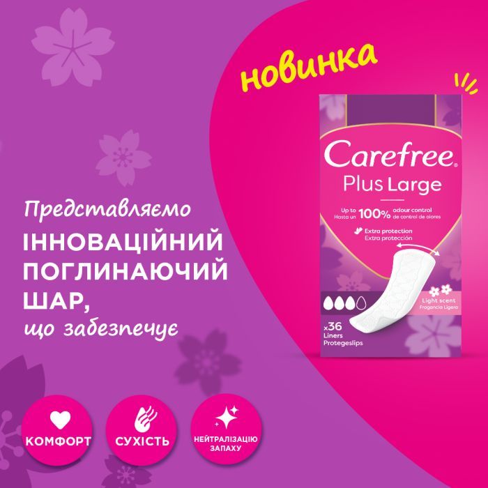 Щоденні прокладки Carefree Plus Large 20 шт. (3574661606248/3574661487649) зображення 7