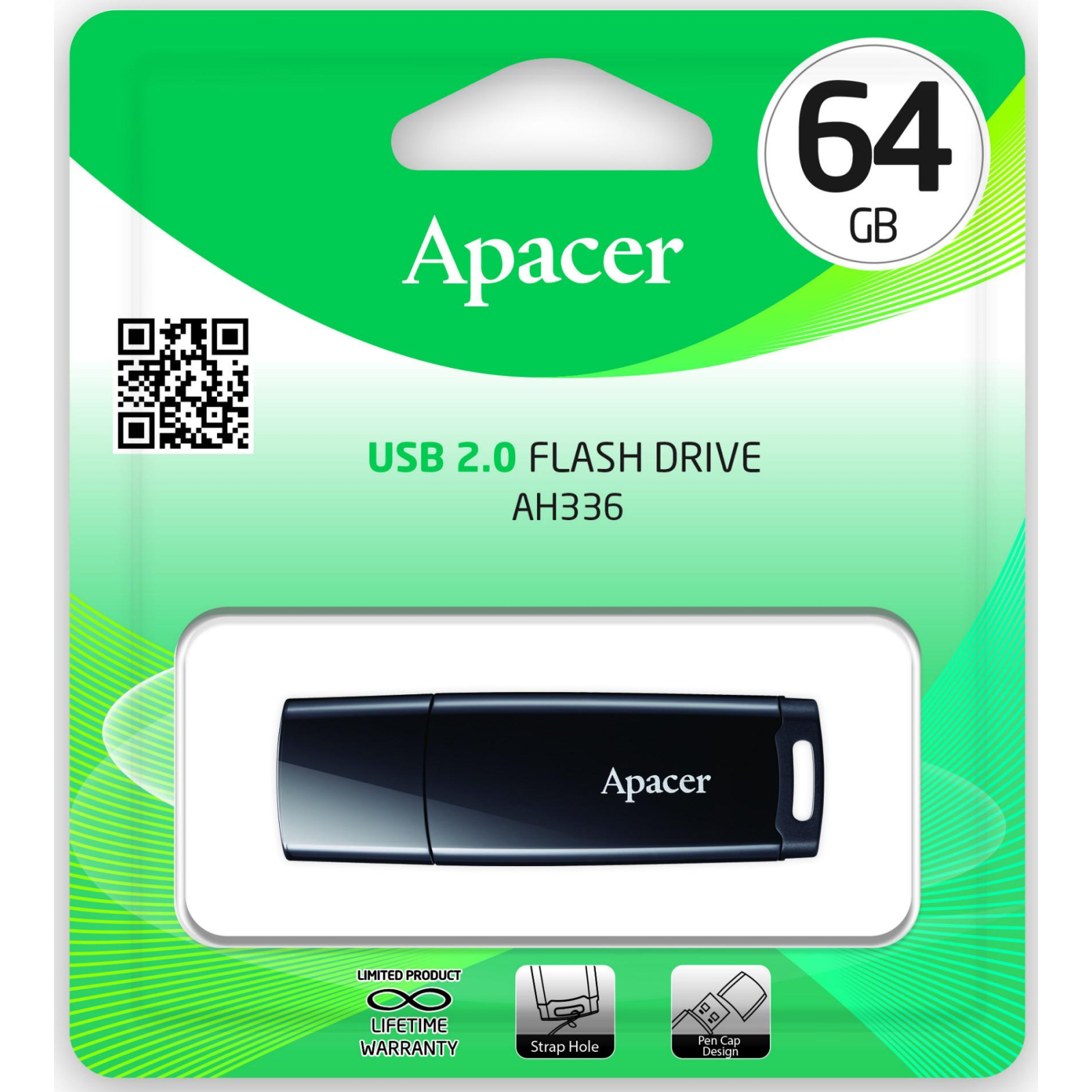 USB флеш накопитель Apacer 32GB AH336 Black USB 2.0 (AP32GAH336B-1) изображение 5
