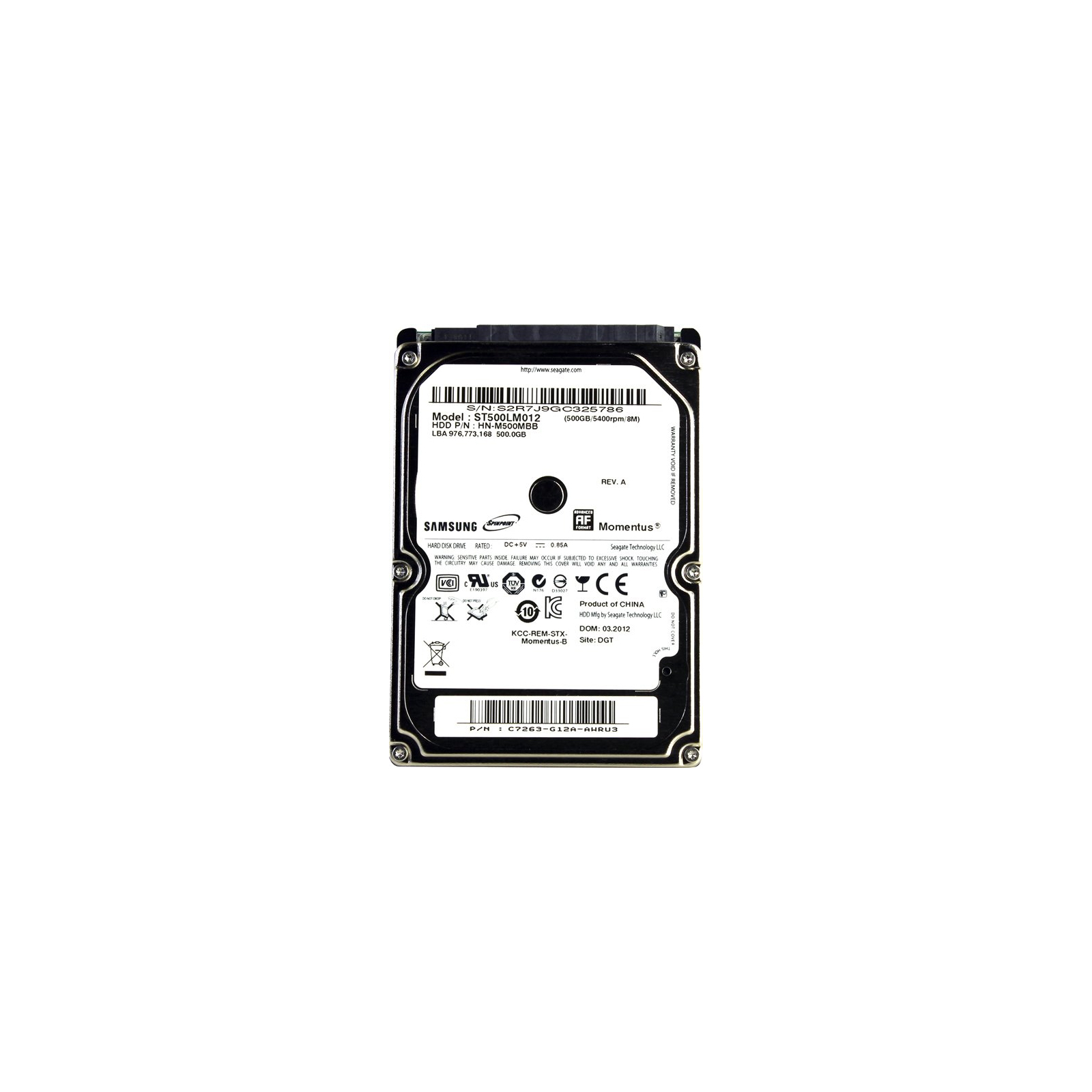 Жорсткий диск для ноутбука 2.5" 500GB Seagate (# ST500LT012-FR #)