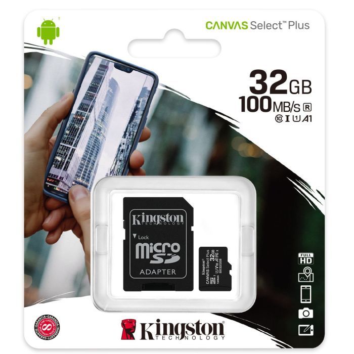 Карта памяти Kingston 32GB micSDHC class 10 Canvas Select Plus 100R A1 (SDCS2/32GB) изображение 3