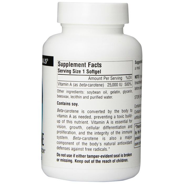 Вітамін Source Naturals Бета Каротин (Вітамін А) 25000IU, 100 желатинових капсул (SN0403) зображення 2
