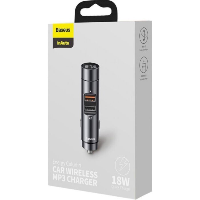 FM модулятор Baseus Energy Column MP3 Dark grey (CCNLZ-C0G) изображение 8
