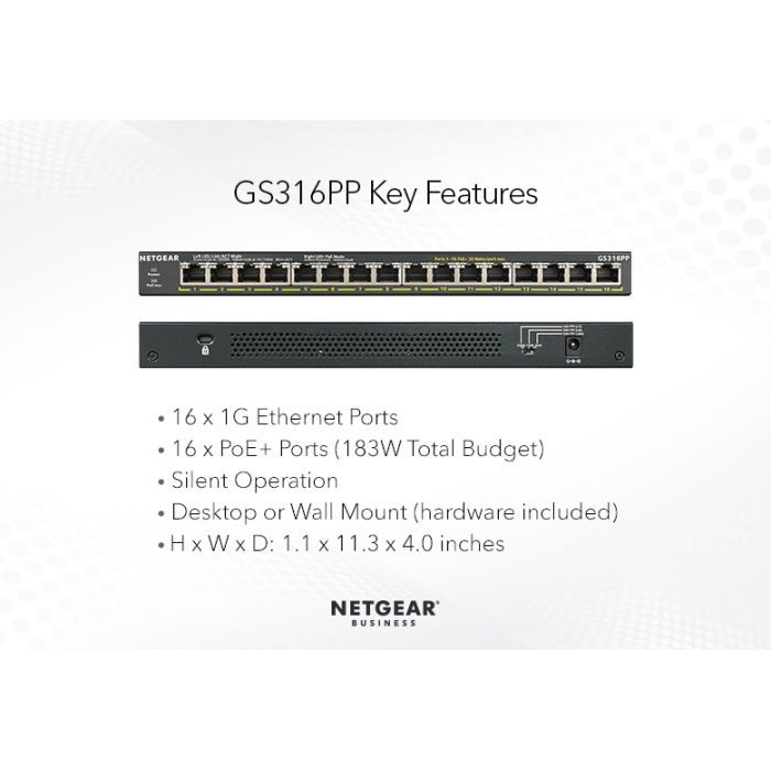 Комутатор мережевий Netgear GS316PP-100EUS зображення 3