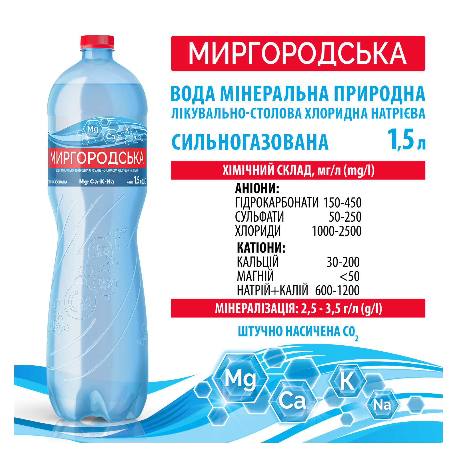 Минеральная вода Миргородська 1.5 л газ пет (4820000430012) изображение 5