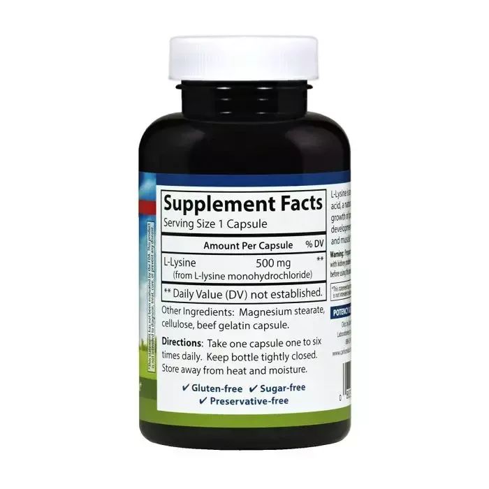 Амінокислота Carlson Лізин 500мг, L-Lysine, 100 капсул (CL6881) зображення 2