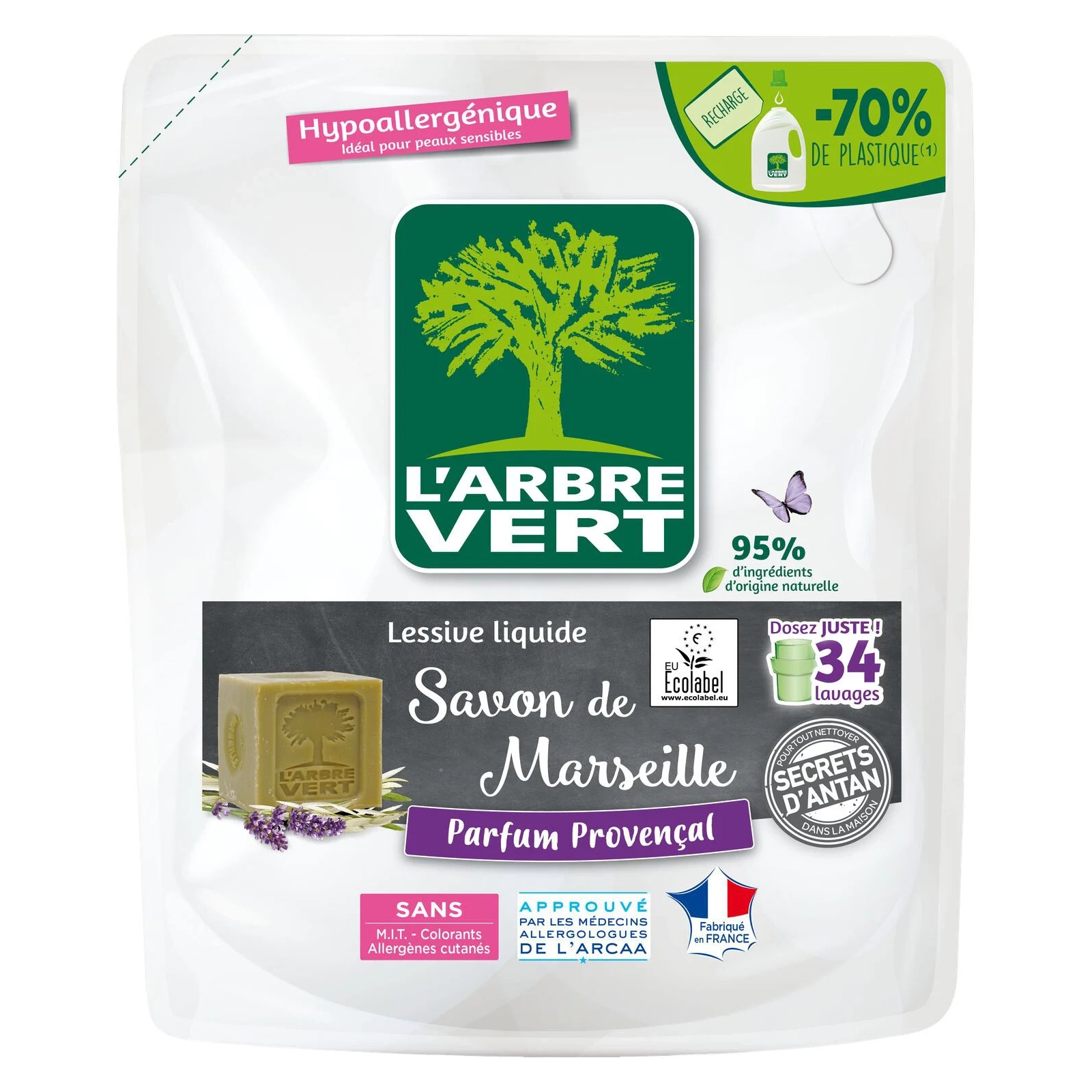 Гель для стирки L'Arbre Vert Марсельское мыло запасной блок 1.53 л (3450601046513)