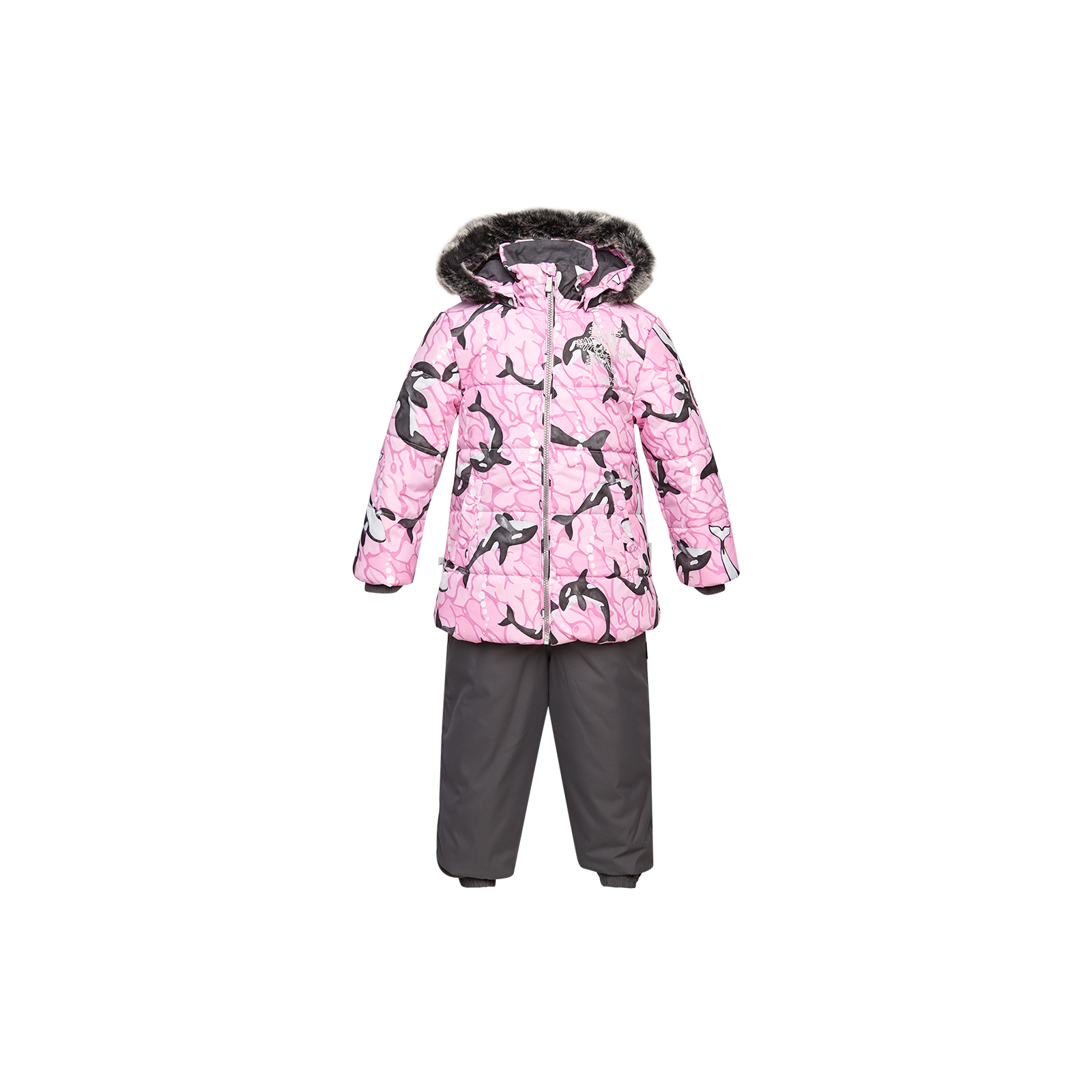 Комплект верхней одежды Huppa BELINDA 1 45090130 cветло-розовый с принтом/серый 110 (4741468977386)