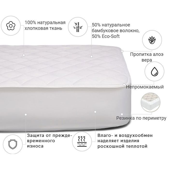Наматрацник MirSon Natural Line Стандарт Bamboo Aloe Vera 973 120x190 см (2200000836854) зображення 3
