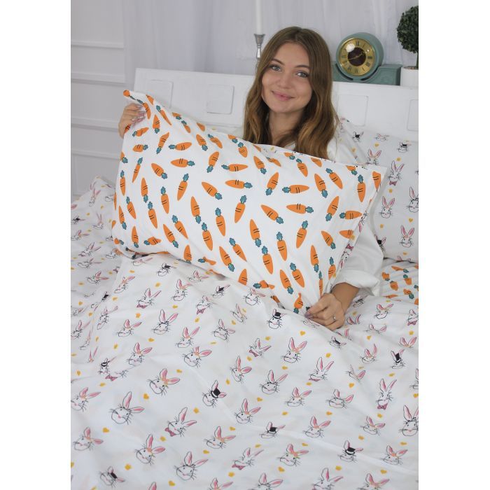 Постільна білизна MirSon Бязь Ranforce Elite 17-0529 Bunnies white Сімейний 160x220 (2200004733340) зображення 4