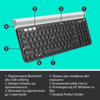 Клавіатура Logitech K780 Multi-Device Wireless UA Dark Gray (920-008042) зображення 6