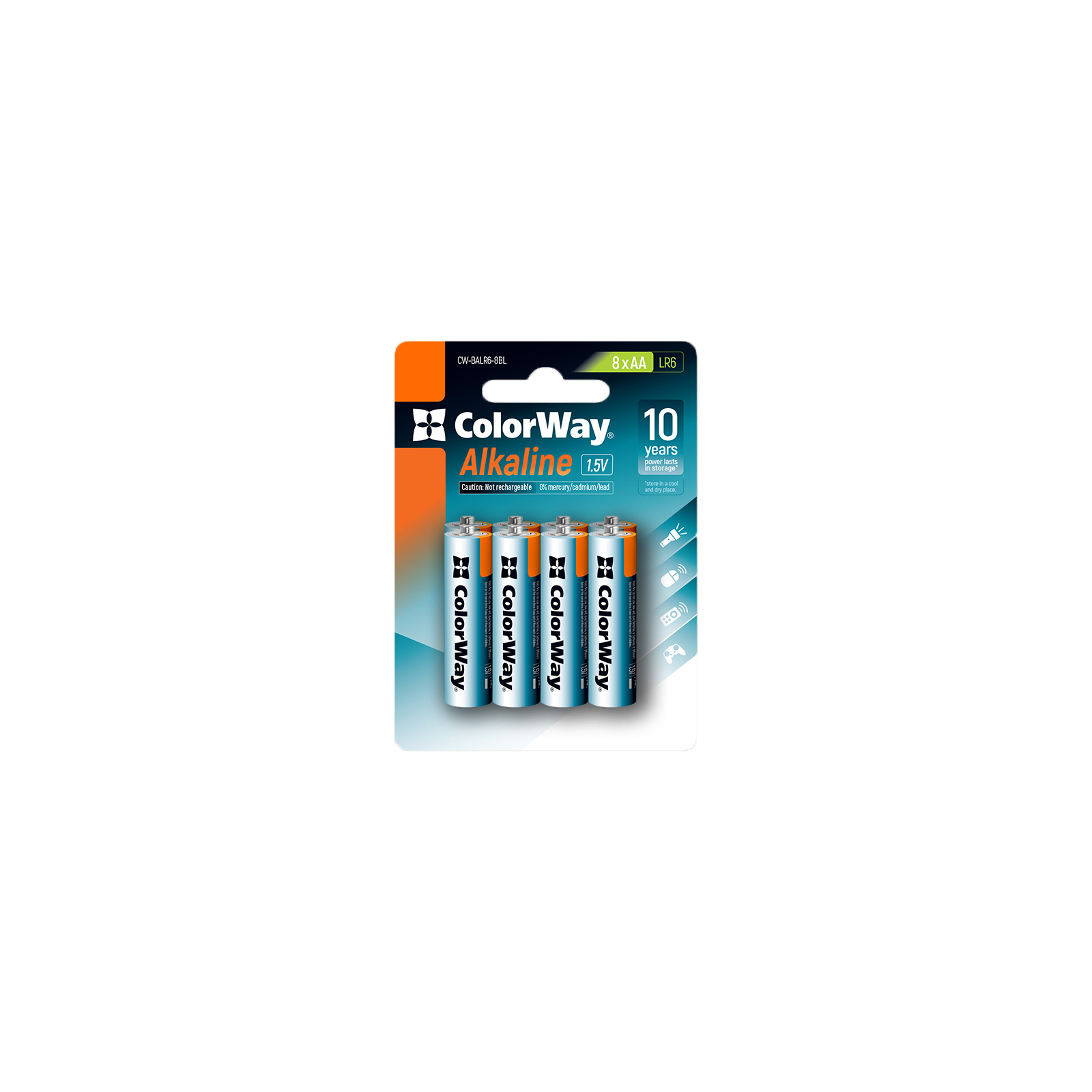 Батарейка ColorWay AA LR6 Alkaline Power (щелочные) * 8 blister (CW-BALR06-8BL)