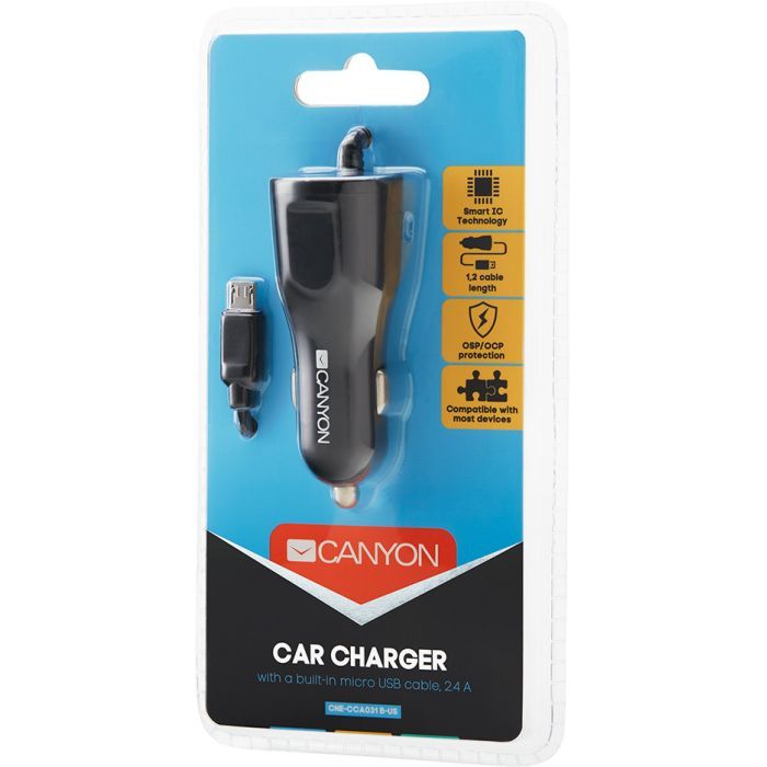 Зарядное устройство Canyon 1xUSB car adapter (CNE-CCA033B) изображение 3