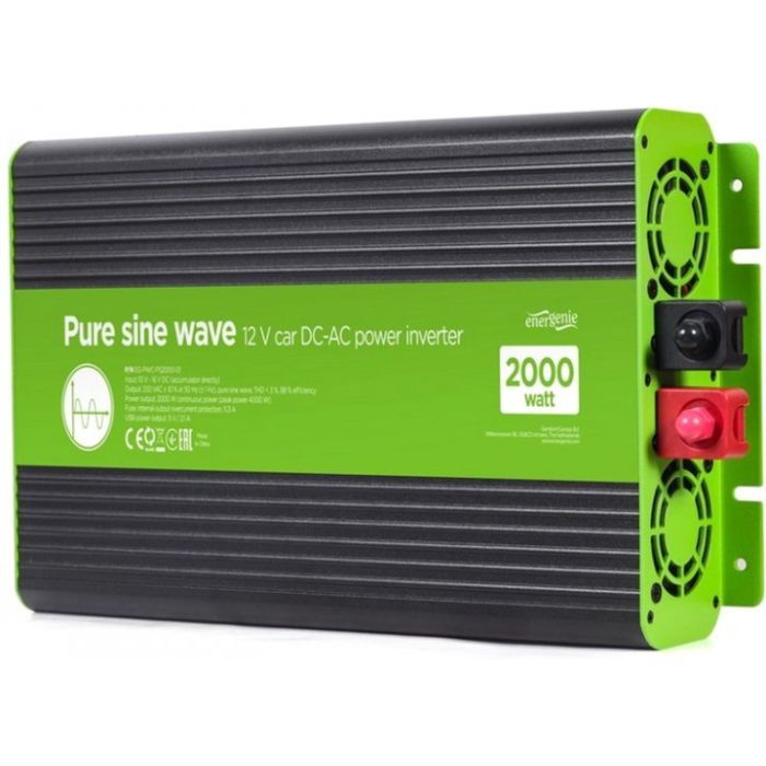 Автомобільний інвертор EnerGenie 12V/230V 2000W (4000W peak power) чиста синусоїда (EG-PWC-PS2000-01)