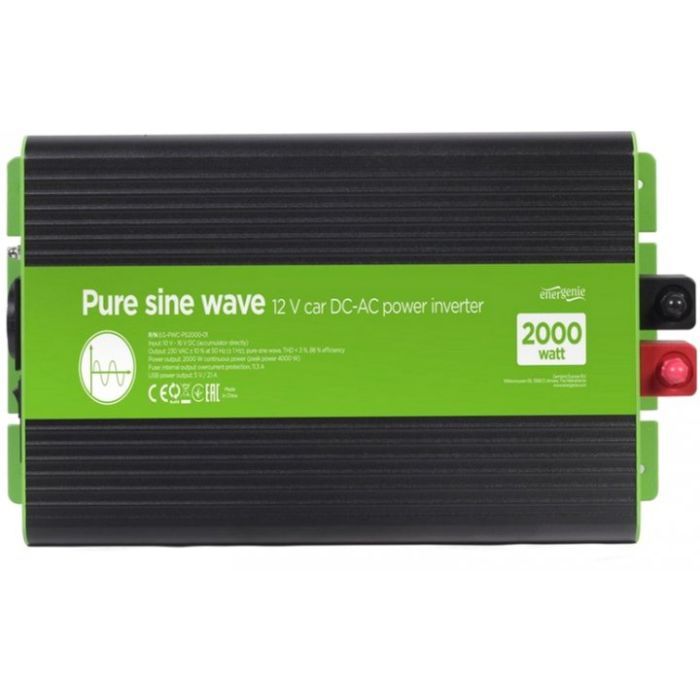Автомобільний інвертор EnerGenie 12V/230V 2000W (4000W peak power) чиста синусоїда (EG-PWC-PS2000-01) зображення 3