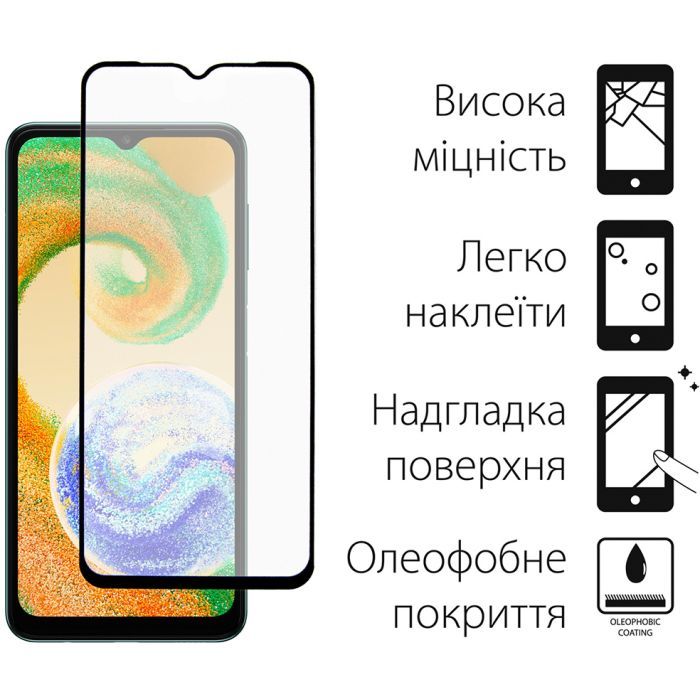 Скло захисне Dengos Full Glue Samsung Galaxy A04s black frame (TGFG-237) зображення 2