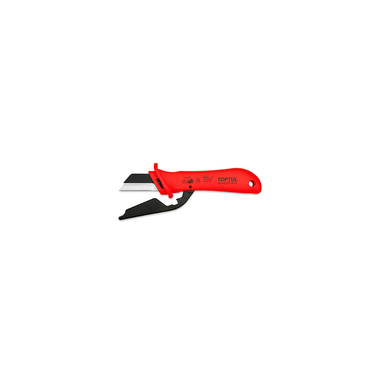 Нож монтажный Toptul для снятия изоляции с пяткой 1000V VDE (SFAC5018V4)