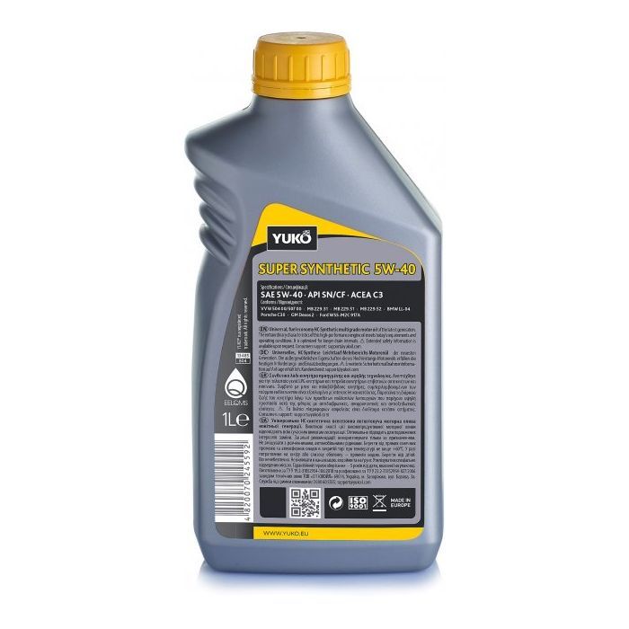 Моторное масло Yuko SUPER SYNTHETIC 5W-40 1л (4820070245592 4823110402276) изображение 2