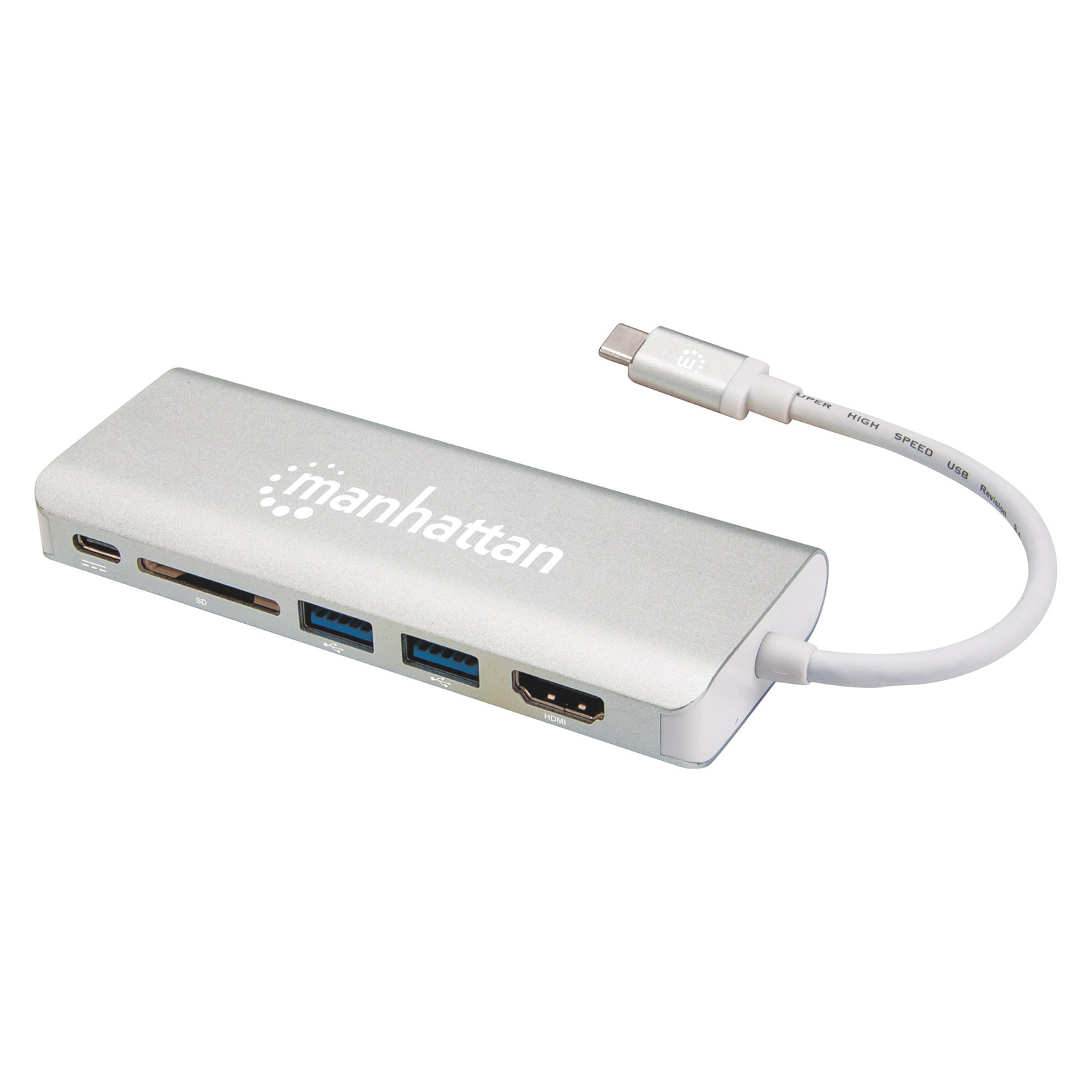 Концентратор Intracom USB3.1 Type-C to HDMI/USB 3.0x2/RJ45/SD/PD 60W Hub 7-in-1 Manhattan (152075) зображення 2