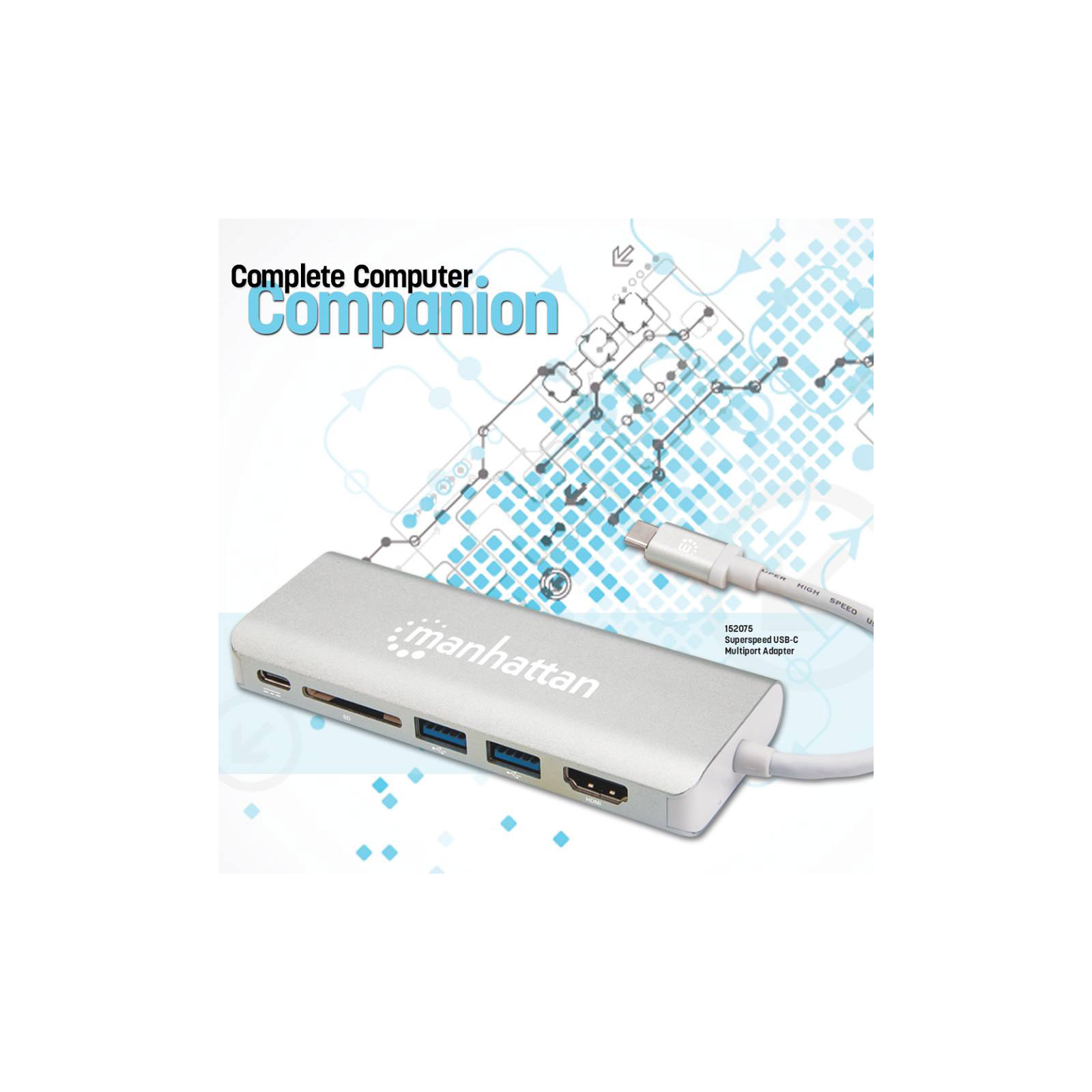 Концентратор Intracom USB3.1 Type-C to HDMI/USB 3.0x2/RJ45/SD/PD 60W Hub 7-in-1 Manhattan (152075) изображение 7