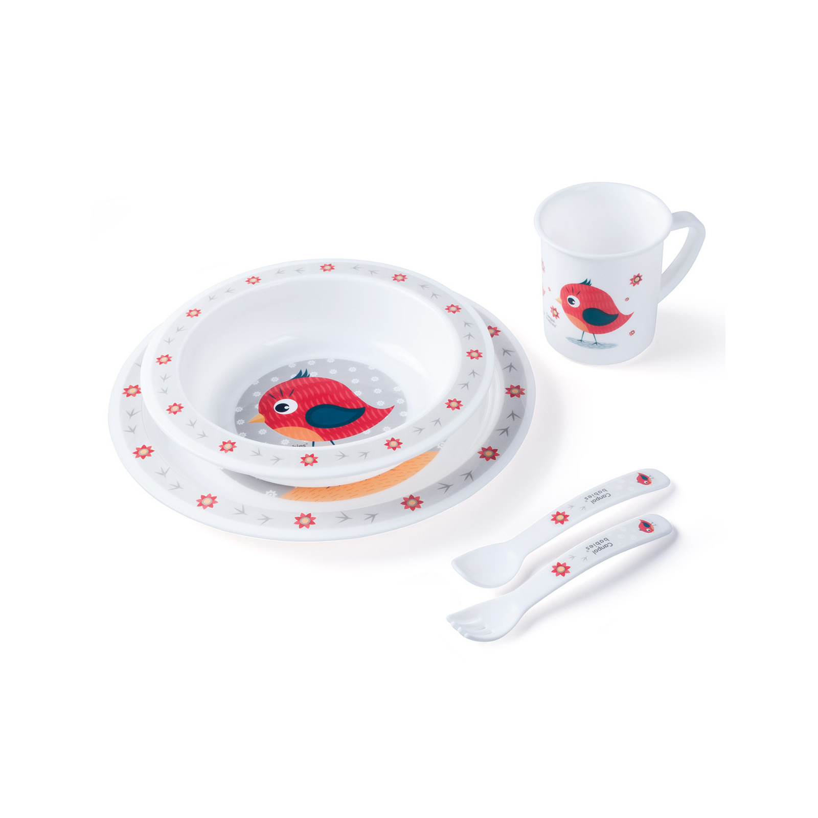 Набор детской посуды Canpol babies Cute Animals Птичка Красный 5 предметов (4/401_red)