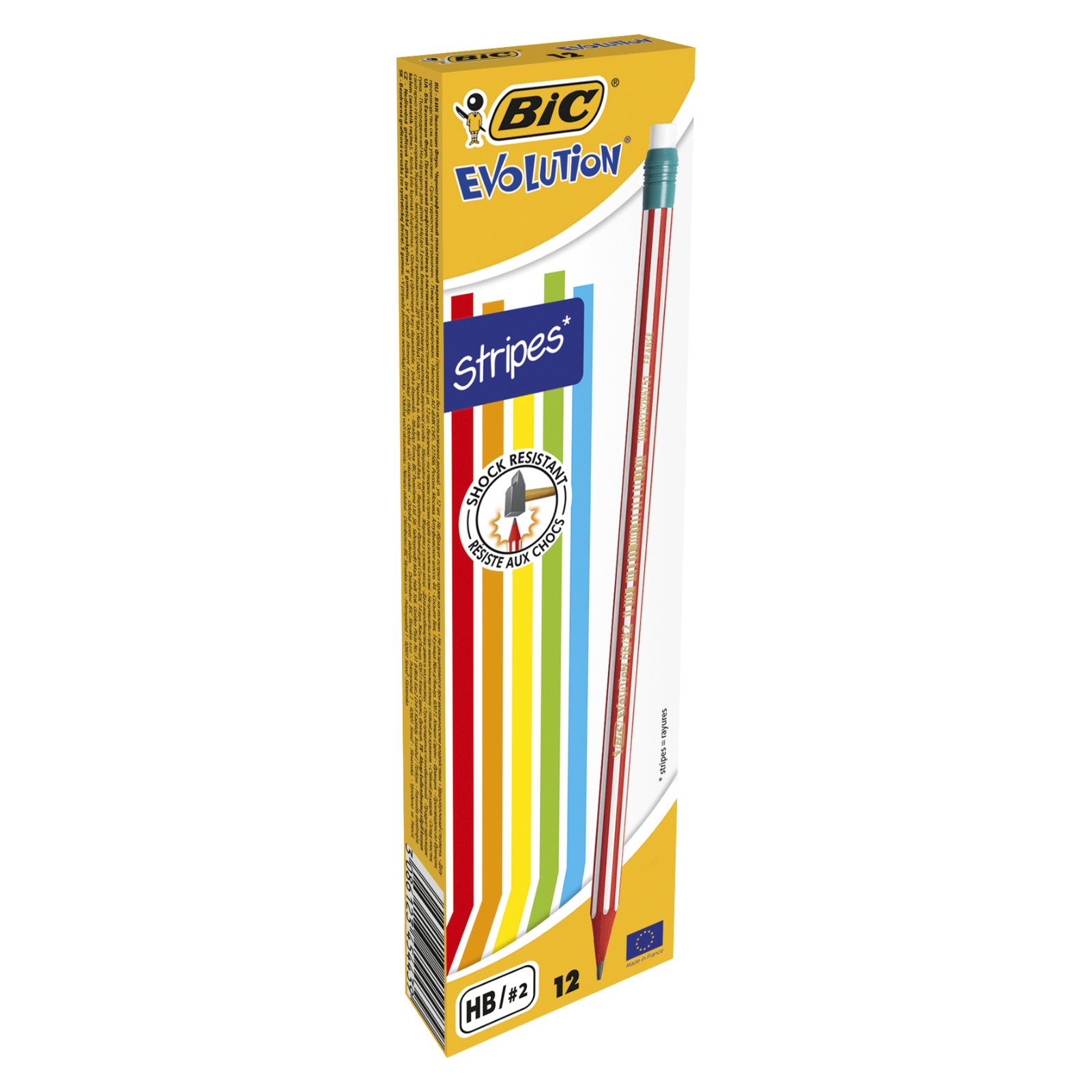 Олівець графітний Bic Evolution Stripes HB, з гумкою (bc8960342)
