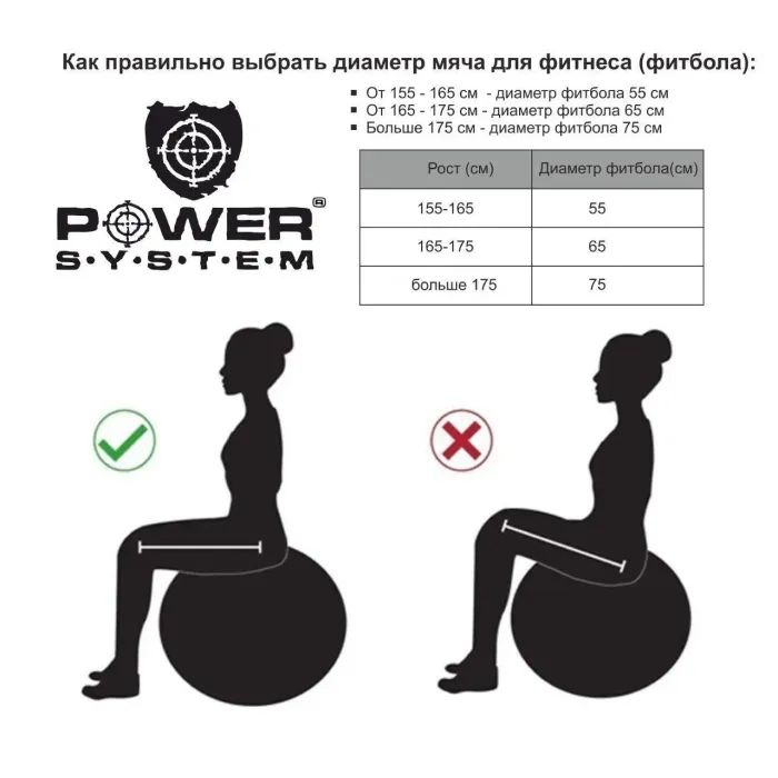 М'яч для фітнесу Power System PS-4011 Pro Gymball 55 см Black (4011BK-0) зображення 7