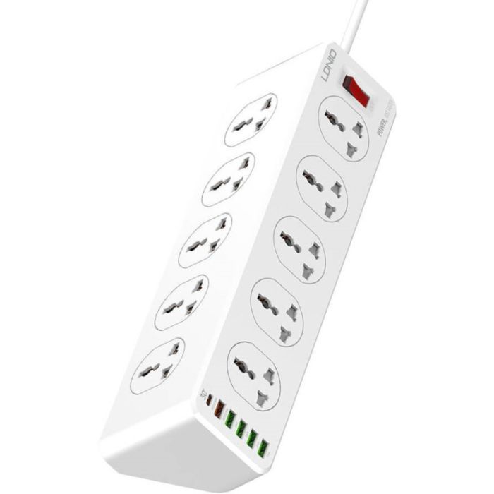 Мережевий фільтр живлення LDNIO SC10610, 5роз + 3USB (SC10610)