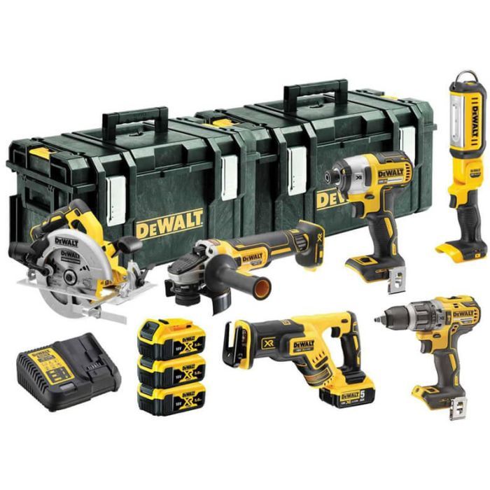 Набор электроинструментов DeWALT 6 од., 3*5Ah, 2 кейси TOUGH SYSTEM (DCK623P3) изображение 2