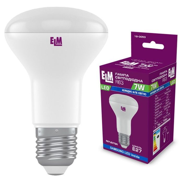Лампочка ELM R63 7W PA10 E27 4000К (18-0053.)
