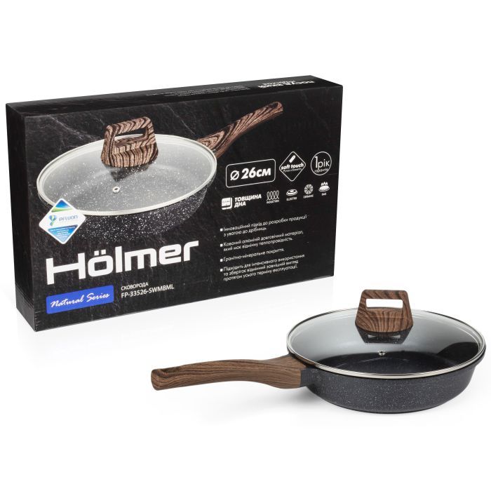 Сковорода Hölmer Natural лита з кришкою 24 см (FP-33524-SWMBML Natural) зображення 9