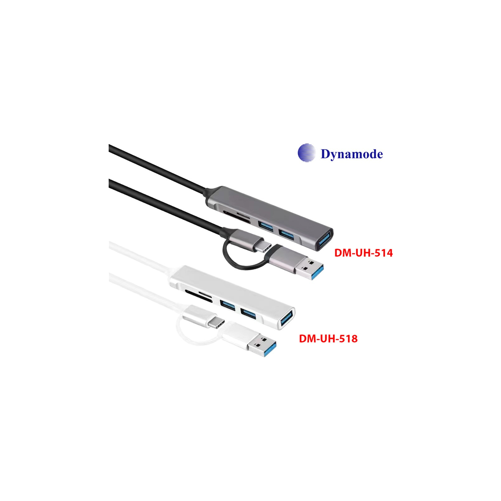 Концентратор Dynamode 5-in-1 USB Type-C/Type-A to 1хUSB3.0, 2xUSB 2.0, card-reader SD/MicroSD (DM-UH-518) изображение 4