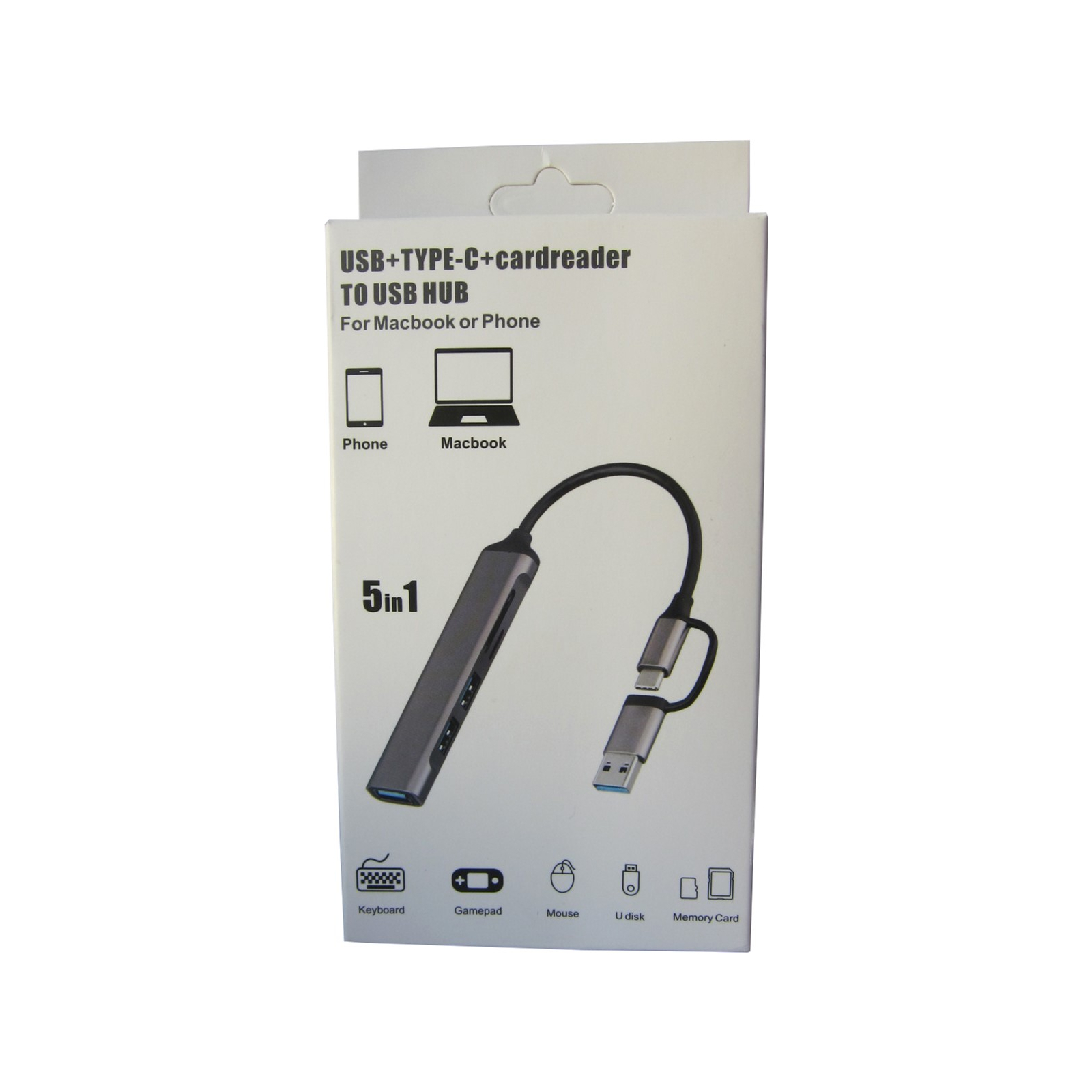 Концентратор Dynamode 5-in-1 USB Type-C/Type-A to 1хUSB3.0, 2xUSB 2.0, card-reader SD/MicroSD (DM-UH-518) изображение 5