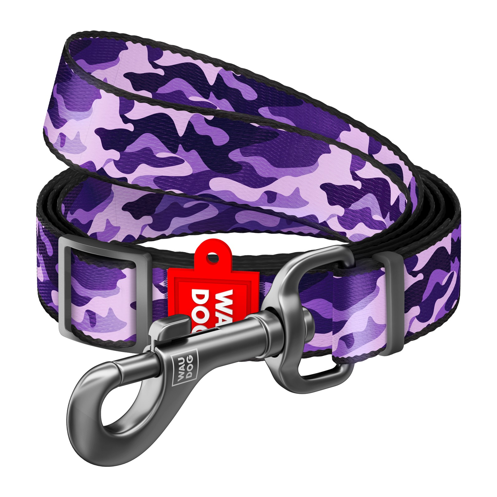 Поводок для собак WAUDOG Nylon регулируемый "Фиолетовый камо" L Ш 25 мм (5307)