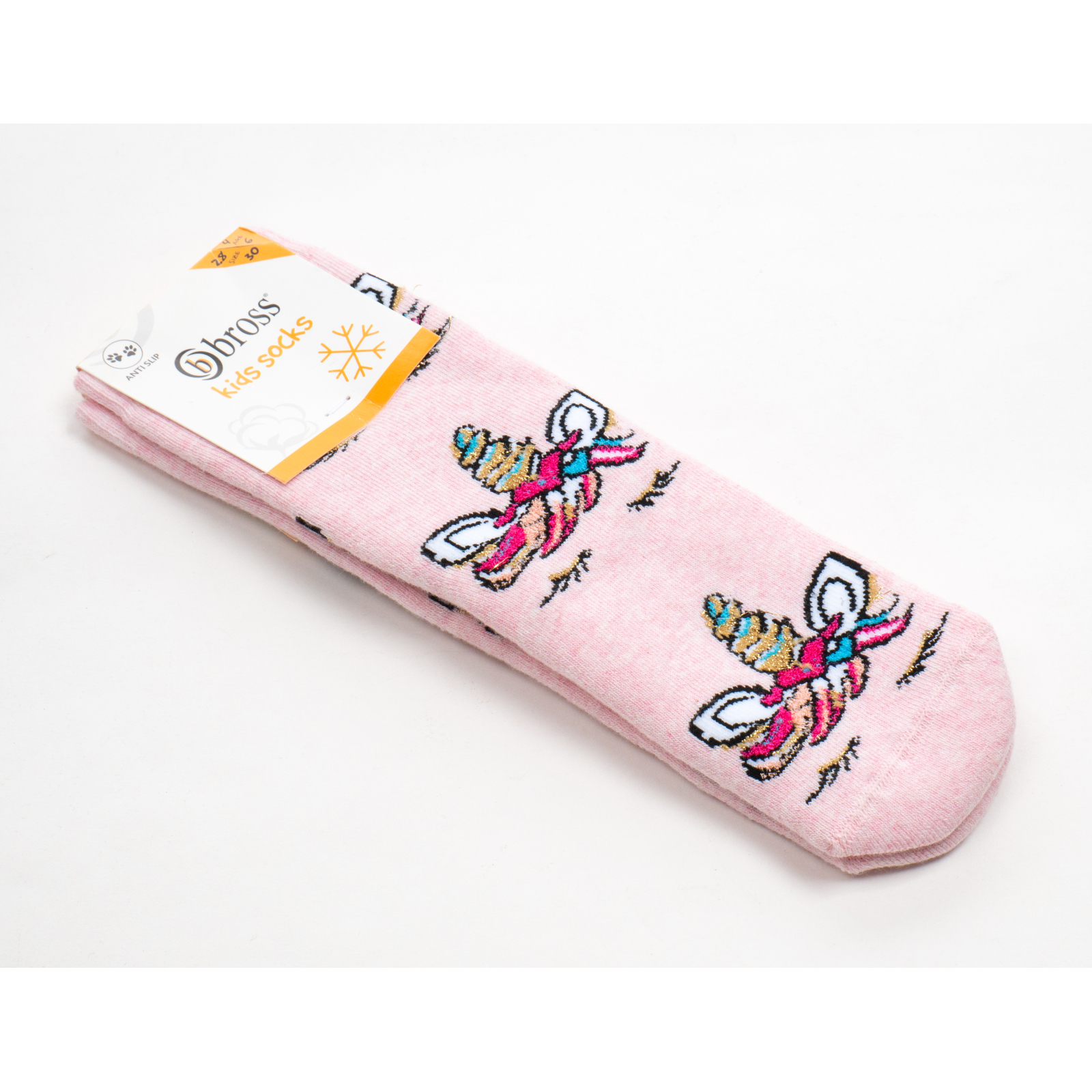 Шкарпетки дитячі Bross махрові з єдинорогом (9620-6-pink) зображення 2