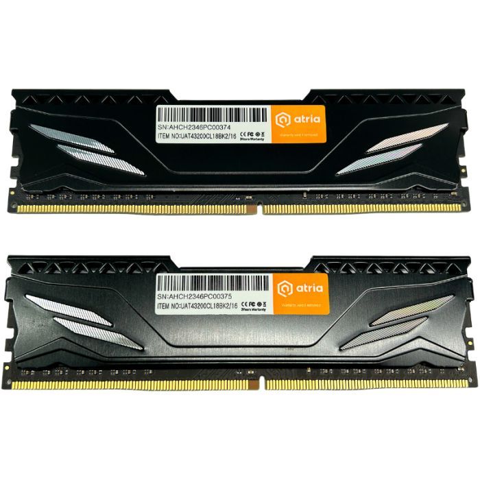 Модуль памяти для компьютера DDR4 16GB (2x8GB) 3200 MHz Fly Black ATRIA (UAT43200CL18BK2/16) изображение 2