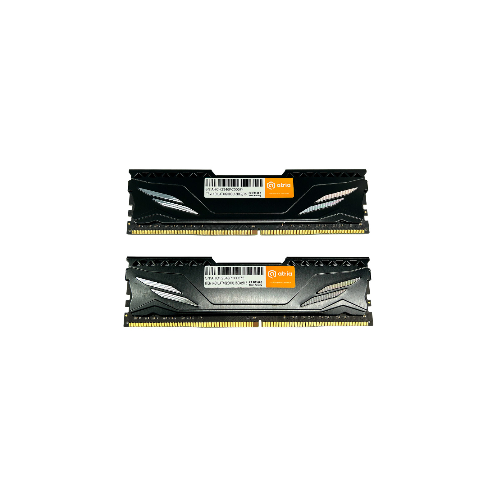 Модуль пам'яті для комп'ютера DDR4 16GB (2x8GB) 3200 MHz Fly Black ATRIA (UAT43200CL18BK2/16) зображення 2