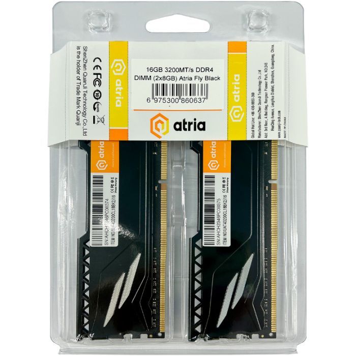 Модуль памяти для компьютера DDR4 16GB (2x8GB) 3200 MHz Fly Black ATRIA (UAT43200CL18BK2/16) изображение 3