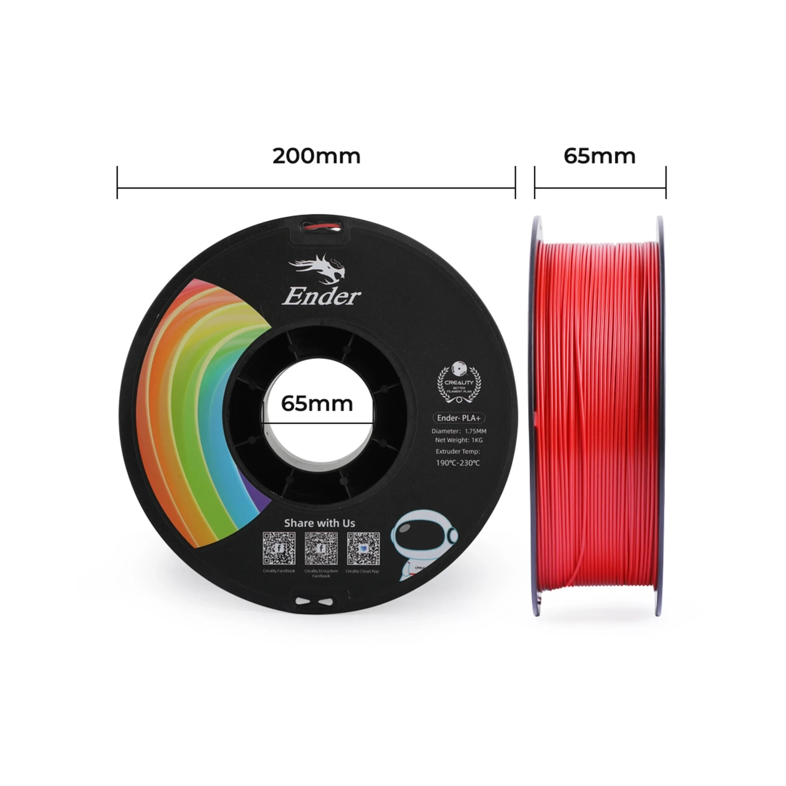 Пластик для 3D-принтера Creality PLA+ 1кг, 1.75мм, red (3301010309) зображення 7