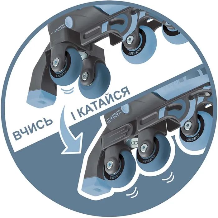 Роликові ковзани Globber 2в1 сіро-сині р.26-29, до 20кг, 3+ (780-200) зображення 12